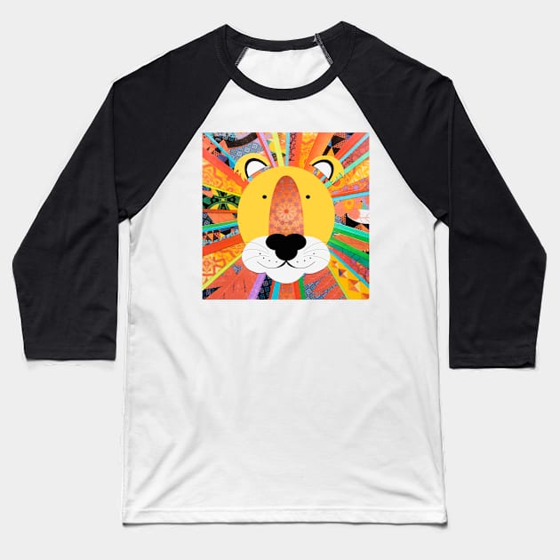 Rainbow lion collage Baseball T-Shirt by creativemonsoon